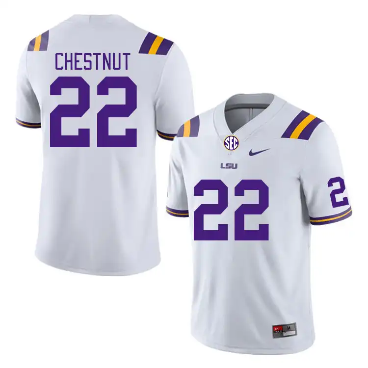 Men's LSU Tigers Duce Chestnut #22 White NCAA Football Jersey